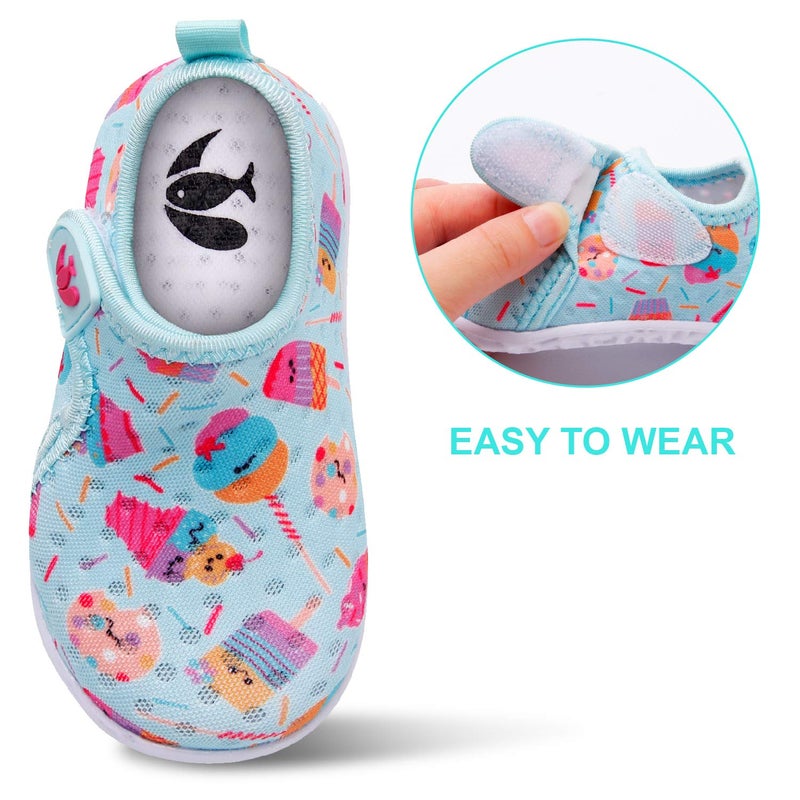 FEETCITY Kids Water Shoes Aqua S0ck Swim Shoes Beach Sports Quick Dry Barefoot for Baby Boys and Girls Ice Cream 18-24 Months Infant - Image 2